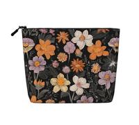 JEKYDOSD Hawaiian Colorful Flower Print Fake Hemp Makeup Bag Waterproof Imitation Hemp Bag For Daily Life, Travel, And More