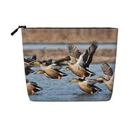 JEKYDOSD Mallard Ducks Print Fake Hemp Makeup Bag Waterproof Imitation Hemp Bag For Daily Life, Travel, And More