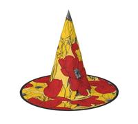 JEKYDOSD Pretty Poppy Flowers Print Halloween Hat Spooky Party Accessory, Carnivals Masquerade Balls