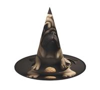 JEKYDOSD Pretty Pug Print Halloween Hat Spooky Party Accessory, Carnivals Masquerade Balls