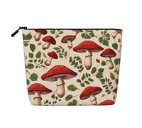 JEKYDOSD Red Mushrooms Print Fake Hemp Makeup Bag Waterproof Imitation Hemp Bag For Daily Life, Travel, And More