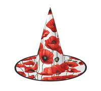 JEKYDOSD Red Poppy Flower Print Halloween Hat Spooky Party Accessory, Carnivals Masquerade Balls