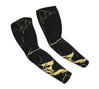 JEKYDOSD Steampunk Mechanical Gears Arm Sleeves - Sun Protection, Compression Cooling Sleeves, Black Gold Marble, One Size