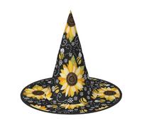 JEKYDOSD Sunflower Bees Print Halloween Hat Spooky Party Accessory, Carnivals Masquerade Balls