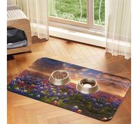 JEKYDOSD Texas Bluebonnets Scenery Print Pet Absorbent Leather Tablecloth Perfect for Dogs, Cats, and Other Pets