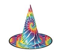 JEKYDOSD Tie Dye Rainbow Print Halloween Hat Spooky Party Accessory, Carnivals Masquerade Balls