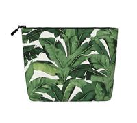 JEKYDOSD Tropical Banana Palm Leaf Print Fake Hemp Makeup Bag Waterproof Imitation Hemp Bag For Daily Life, Travel, And More