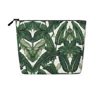 JEKYDOSD Tropical Banana Palm Leaves Print Fake Hemp Makeup Bag Waterproof Imitation Hemp Bag For Daily Life, Travel, And More