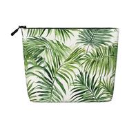 JEKYDOSD Tropical Palm Banana Leaves Print Fake Hemp Makeup Bag Waterproof Imitation Hemp Bag For Daily Life, Travel, And More