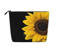 JEKYDOSD Wild Flower Sunflower Print Fake Hemp Makeup Bag Waterproof Imitation Hemp Bag For Daily Life, Travel, And More
