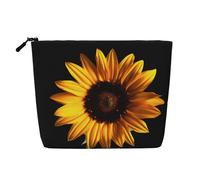 JEKYDOSD Wild Flower Sunflower Print Fake Hemp Makeup Bag Waterproof Imitation Hemp Bag For Daily Life, Travel, And More