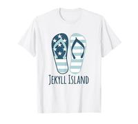 Jekyll Island Georgia Nautical Beach Striped Flip Flops T-Shirt