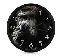 JEKYQ Wall Clock Silent 10 Inch Clock Non Ticking Analog Clock an Adult Gorilla Wall Clocks for Bathroom Round Clock Wall Decor for Home Kitchen Living Bedroom Modern Design