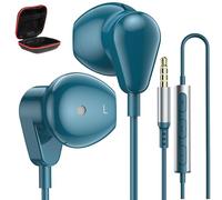 Jelanry Wired Earbuds 3.5mm Headphones with Microphone for Laptop PC Chromebook Hi-Fi Ear Buds with 3.5mm Plug in Audio Jack Earphones for School Kindle Fire Switch MP3 Android, Blue