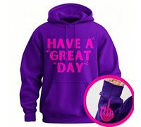 Jelaqmot Skeleton Middle Finger Hoodie - “Have A Great Day” Slogan, Unisex Pullover with Pockets, Halloween Streetwear (Purple&Pink,XS)
