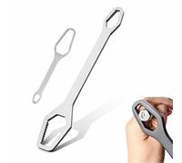 Jelaqmot Universal Self Adjusting Wrench, Dual-Head Self Adjusting Wrench Tool with Slim 3.5mm Profile, Adjustable Grip for Nuts & Bolts, Ideal for Automotive, Plumbing, Home Repair (B-Silver)
