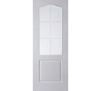 Jeld-Wen 2 Panel 6 Lite Clear Glazed Arched White Internal Door, (H)1981mm (W)838mm (T)35mm