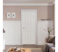 Jeld-Wen 4 Panel Solid Core Unglazed Contemporary White Woodgrain Effect Internal Door, (H)1981mm (W)610mm (T)35mm