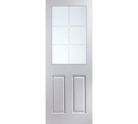 Jeld-Wen Painted Woodgrain 2 Panel Clear Glazed Contemporary White Internal Door, (H)1981mm (W)838mm (T)35mm