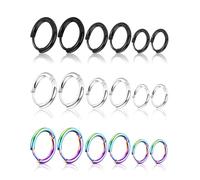 JELIEE 9 Pairs 316L Surgical Stainless Steel Small Hoop Earrings 8mm 10mm 12mm Hypoallergenic Thin Hoop for Men Women Huggie Hoop Earrings Cartilage Helix Lobes Multiple Piercing Jewelry