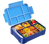 Jelife Bento Lunch Box for Kids - 1450ml Leakproof Kids Bento Box 6 Compartments Toddler Lunch boxes with Silverware for Back to School, Reusable LunchBox Snack Container for Daycare