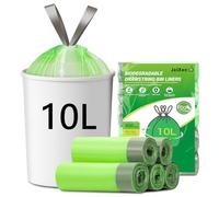 JelKen 100 Biodegradable Bin Liners 10L with Drawstring Tie Handle, Food Waste Bags Strong Trash Bags (45 x 50cm)