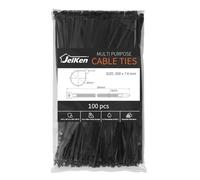 JelKen 100 Pack Black Cable Ties, 300mm x 7.6mm, 12" Premium Nylon Tie Wraps, Self-Locking Heavy Duty Zip Ties for Home Office and Garden