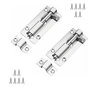 JelKen 2 Pack Door Lock Bolts 3"(75mm), 304 Stainless Steel Door Latch Slide Bolts Lock with Screws for Bathroom Bedroom Shed Garden Toilet, 3 Inch