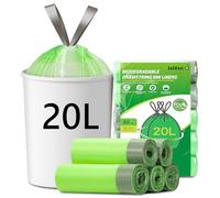 JelKen 90 Biodegradable Bin Liners 20L with Drawstring Tie Handle, Food Waste Bags Strong Trash Bags (50 x 55cm)