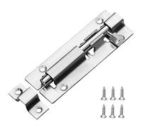 JelKen Door Lock Bolts 4"(100mm), 304 Stainless Steel Door Latch Slide Bolts Lock with Screws for Bathroom Bedroom Shed Garden Toilet, 4 Inch