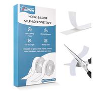 JelKen Hook and Loop Tape, 20mm x 8m, Heavy Duty Self Adhesive Tape Extra Strong Double Sided Sticky Strips for Carpet Picture Hanging Fabric Home Office Industrial | Cut-to-Length (White)