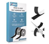 JelKen Hook and Loop Tape, 30mm x 6m, Heavy Duty Self Adhesive Tape Extra Strong Double Sided Sticky Strips for Carpet Picture Hanging Fabric Home Office Industrial | Cut-to-Length (Black)