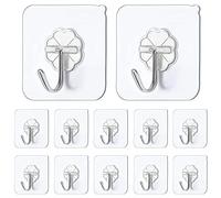 JelKen Self Adhesive Hooks,12 PCS Heavy Duty Door Wall Adhesive Hooks for Kitchen, Bathroom, Office, Closet, Hanging Coat Cloth Towel Key Decorations