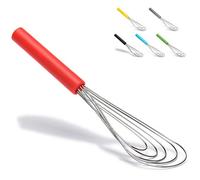 Jell-Cell Flat Whisk Silicone Handle Non Slip 10 - 5 Wires Whisk with 10 Heads for Kitchen Cooking Color Red by