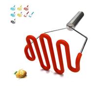 Jell-Cell Potato Masher, Silicone Protect Body with Premuim Stainless Steel Non-Scratch Cookware for Smooth Mashed Potato Vegetables and Fruits Color Red by