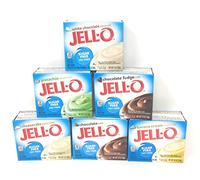 Jell-O Sugar Free Fat Free Pudding & Pie Filling Bundle of Six: Chocolate, Banana Cream, White Chocolate,Cheesecake, Pistachio and Chocolate Fudge (6 Boxes About 1 Ounces Each)