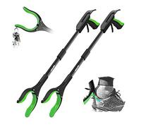 Jellas 2-Pack 32 Inch Grabber Reacher Tool with Shoehorn, 90° Rotating Head Grabber Tool for Elderly, Outdoor and Indoor Trash Picker Grabber(Green)