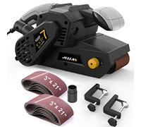 Jellas Belt Sander, 750W Electric Sander, with 10Pcs Sanding Belts and Dust Bag, Bench Sander with Variable-Speed Control, 2 in 1 Vacuum Adapter, 10Feet (3 Meters) Length Power Cord