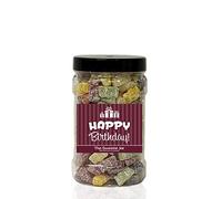 JELLY BABIES 1.2kg SMALL Sweet Jar - A Personalised Gift Jar filled with your favourite Retro Sweets! (Happy Birthday)
