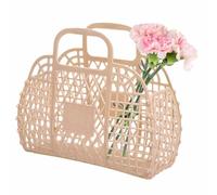 Jelly Bag for Girls Coloured - Beach Bag, Child Shopping Bag | Transparent Yellow Bag for Children Summer Fashion Pool Swimming Fun Jelly Bag with Glitter Shoulder Strap Accessory Teenager, Cammel