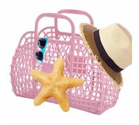 Jelly Bags - Bright Color Reusable Gift Basket for Girls | Handbag for Beach Bag Hamper Halloween Easter Bridal Shower Favors, Pink, Se référer au descriptif