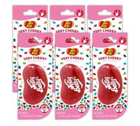 Jelly Belly 3D Car Air Freshener, 30 Day Lasting Fragrance, Red Hanging Glitter Gel Car Scent Accessory - Jewel Very Cherry 6 Pack