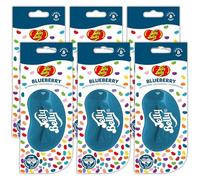 Jelly Belly Car Air Freshener, 3D Gel, 30 Day Long Lasting Fragrance, Blue Hanging Novelty Car Scent Accessory - Blueberry 6 Pack