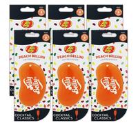 Jelly Belly Car Air Freshener, 3D Gel, 30 Day Long Lasting Fragrance, Orange Hanging Novelty Car Scent Accessory - Peach Bellini 6 Pack