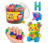 Jelly Blocks - Stackable Interactive Squeezing Toys | Building Blocks For Kids, Silicone Jelly Squeeze Sensory, 120-Piece Playset For Building Blocks For Kids | Voor Boys Girls