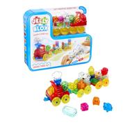 Jelly Blox Squishy Train Set - Includes 35 Blocks - Toddler & Preschool Building Blocks Kids Can Squeeze, Stretch, Squish - Safety Tested & Ouch-Free - Tactile, Sensory Play Toy for Ages 2 Plus