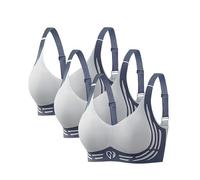 Jelly Bra Push Up 3 Pack Bras Set for Sagging Breasts Lifting Anti-Sagging Bra for Older Women Super Gather Wireless Push-Up Comfortable Full Coverage Ladies V Neck Padded Non Wired Sports Bralette