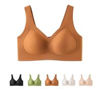 Jelly Bra, Seamless Soft Comfort Jelly Strip Wireless Bra Seamless Comfort and Soft Breathable (Caramel,XL)
