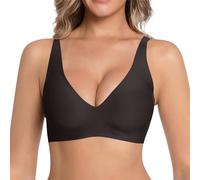 Jelly Bras for Women Deep V Wireless Push Up Leopard Bra Lift Supportive Full Coverage No Underwire Seamless Jelly Bras Plunge Bralette Comfort Adjustable Straps Everyday T-Shirt Shapecurve Bra New