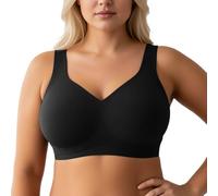 Jelly Bras for Women Deep V Wireless Push Up Leopard Bra Seamless Jelly Bra Plus Size Plunge Comfort Everyday Tshirt Bras (Black, XL)